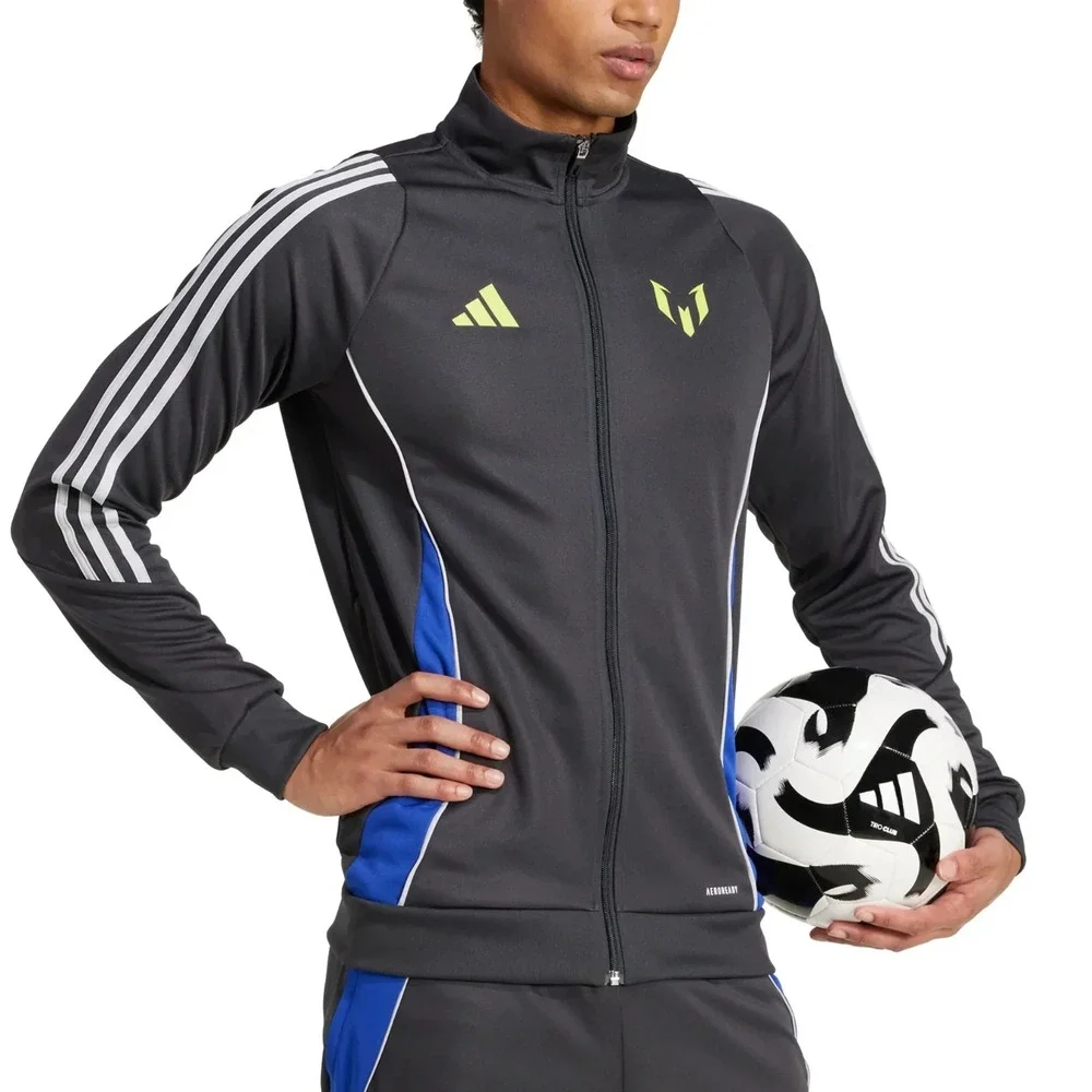 Adidas Lionel Messi Track Jacket Mens M Slim Soccer Gray Full Zip Training‎